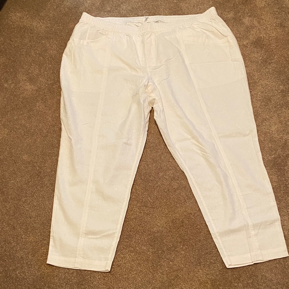 Old Navy New Tall White Linen Blend Panta